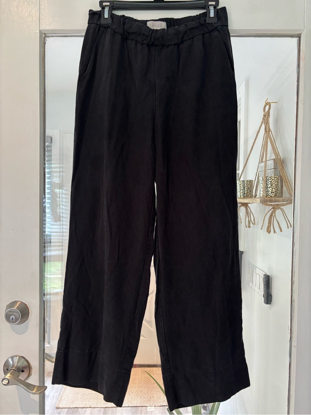 Everlane Black Elastic Waist Wide-Leg Pants